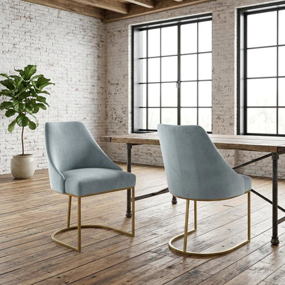 Velvet Dining Chair Set of 2 with Gold-Finished Steel Frame