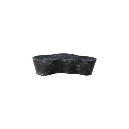 Black Marble Finish Concrete Coffee Table with Art Deco Style and Flat Legs