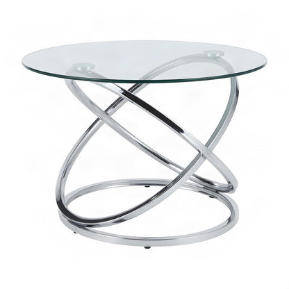 Metal and Glass-Top Nesting Cocktail and Round End Table Set of 3