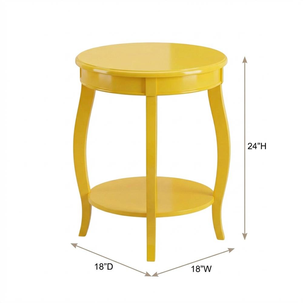 Yellow Round Coffee Table with Shelf and Modern Design