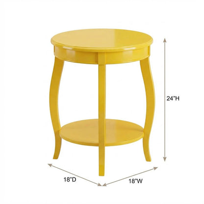 Yellow Round Coffee Table with Shelf and Modern Design