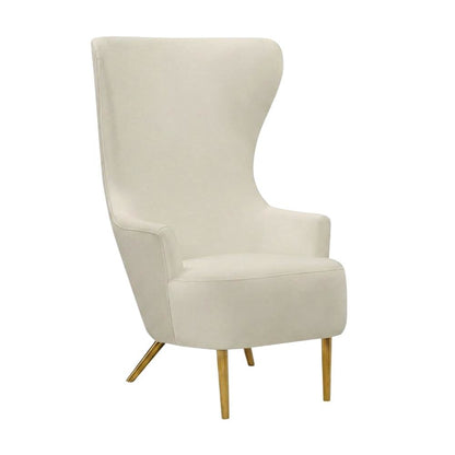 Cream Wingback Armchair with Padded Upholstery and Stylish Design