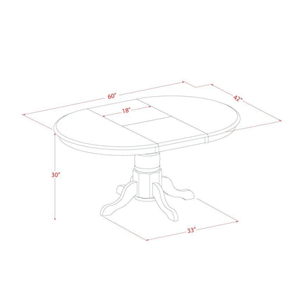 Oval Dining Table, 18in Butterfly Leaf, Black & Cherry Finish, Classic Pedestal