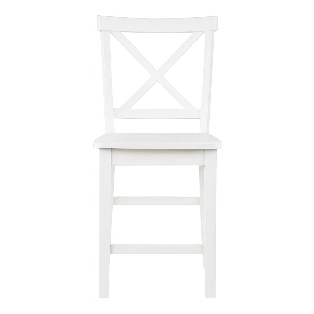 Eastern Tides Coastal Wire-Brushed Wood X-Back Counter Barstool (Set of 2)