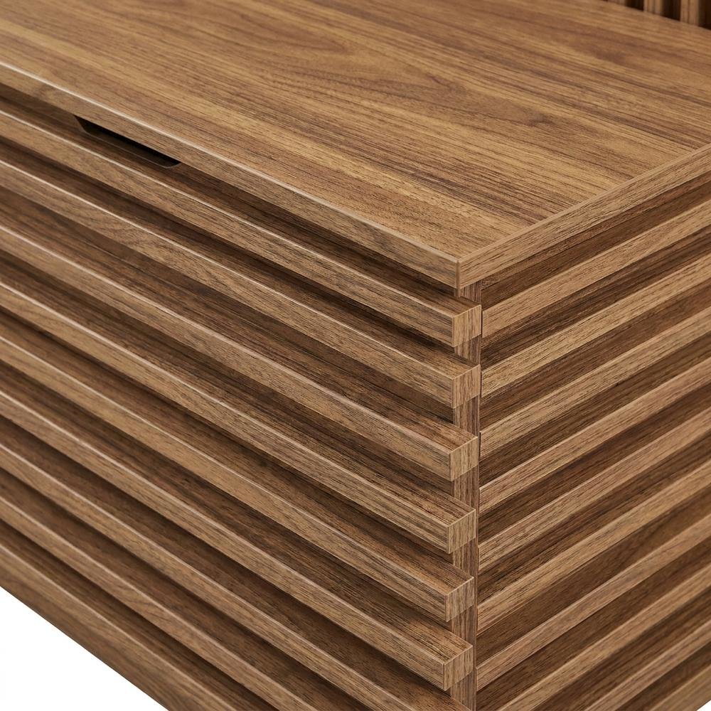 Fluted Hall Tree with Storage Bench, Coat Rack & Shoe Storage, Entryway, Walnut
