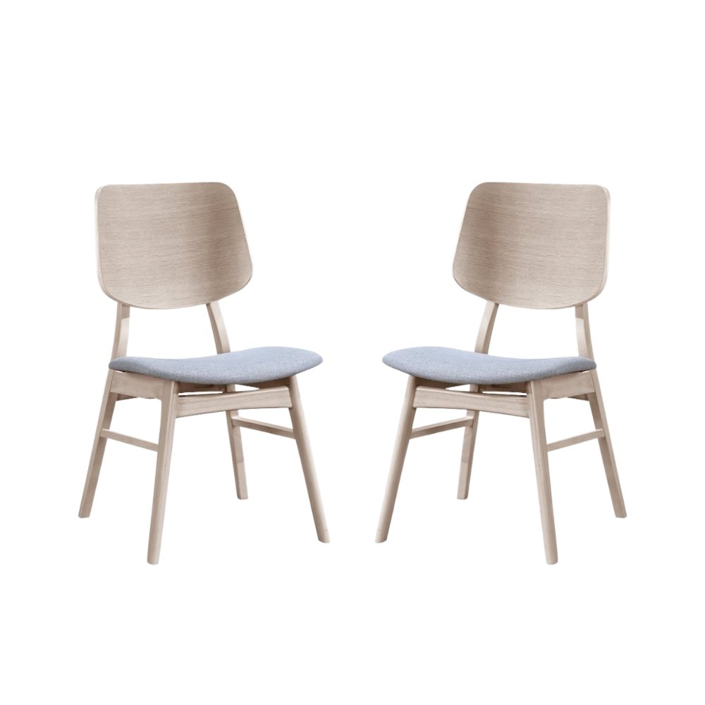 Wood Back Dining Chair Set of 2 Mid-Century White Ash
