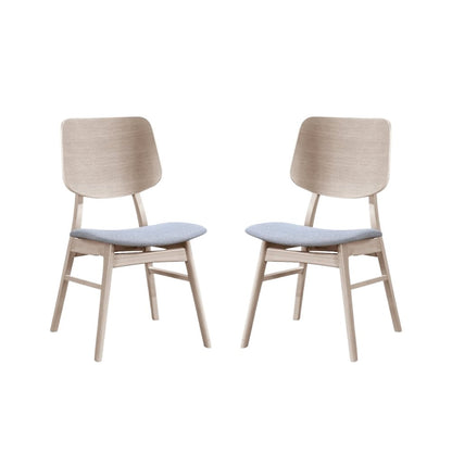 Wood Back Dining Chair Set of 2 Mid-Century White Ash