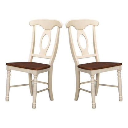 Merlot-Buttermilk Finish Distressed Side Chair in Solid Rubberwood