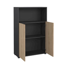 Gray Bookcase with 3 Shelves and 2 Doors for Home or Office Storage