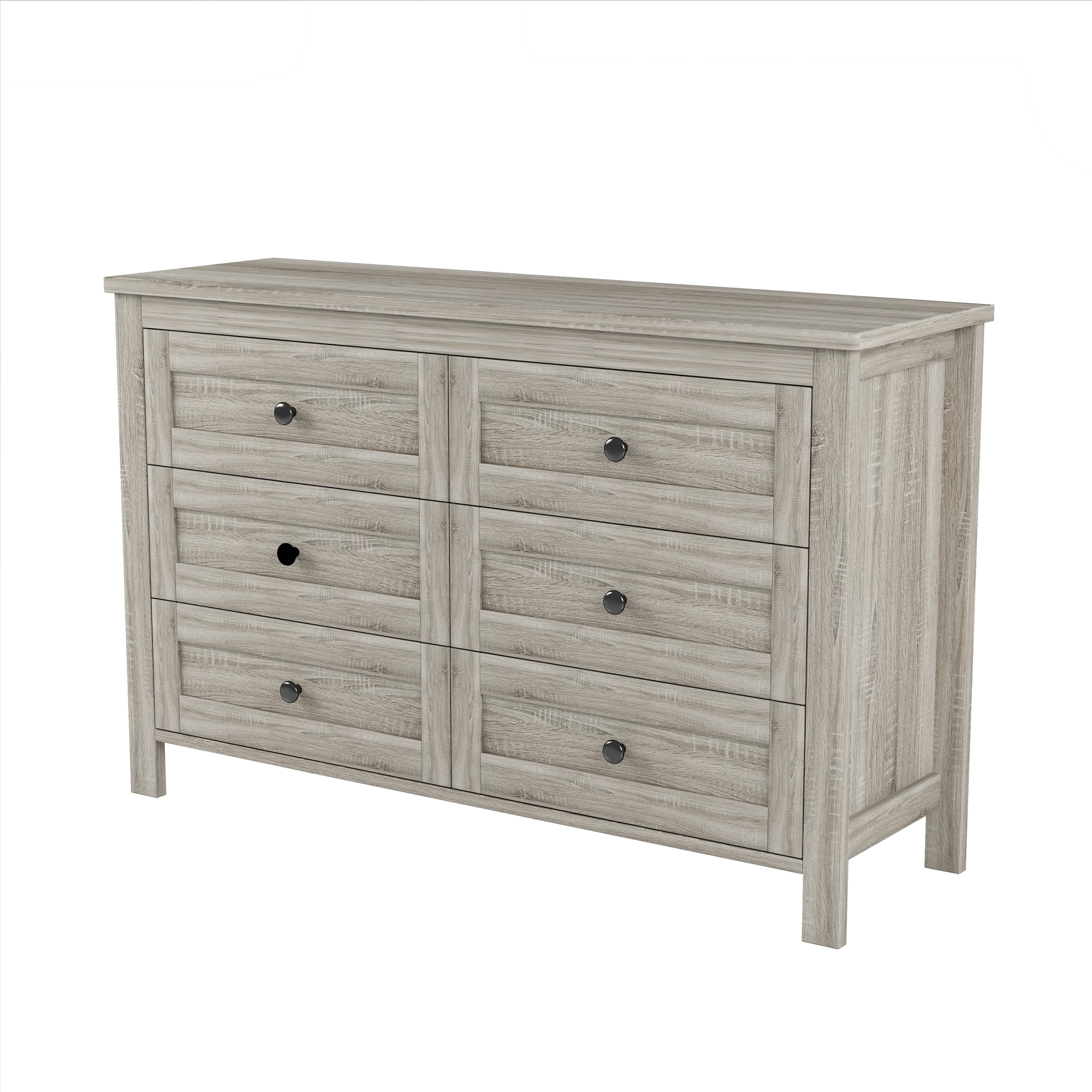 Retro Farmhouse Style Wooden Dresser with 6 Drawer, Storage Cabinet for Bedroom, Anitque Gray