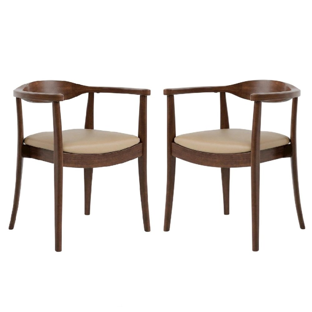 Rich Walnut Solid Wood Dining Chairs (Set of 2) with Comfortable Seating