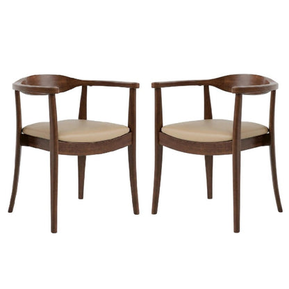 Rich Walnut Solid Wood Dining Chairs (Set of 2) with Comfortable Seating