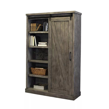 Avondale Rustic Barn Door Bookcase, Gray