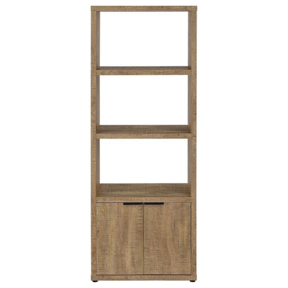 Farmhouse Style Brown Wood Media Tower With 3 Shelves For Living Room Storage