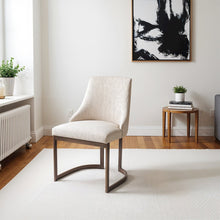 Set of 2 Beige Dining Chairs with Metal Frame and Upholstered Seat