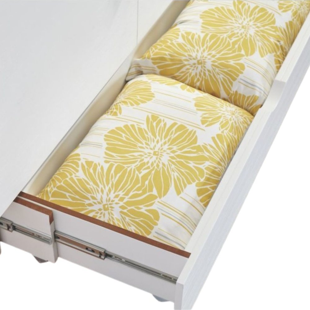 White Queen Wood Cabinet Bed with Compact Design and Usable Top Surface