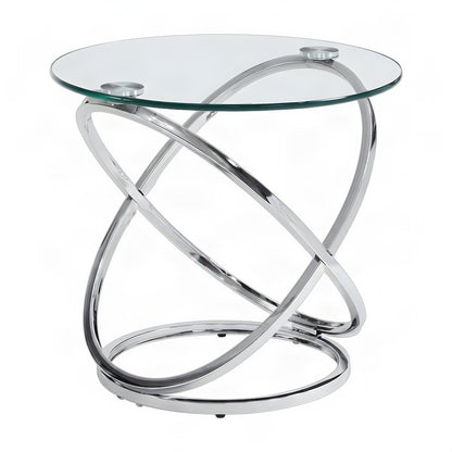 Metal and Glass-Top Nesting Cocktail and Round End Table Set of 3