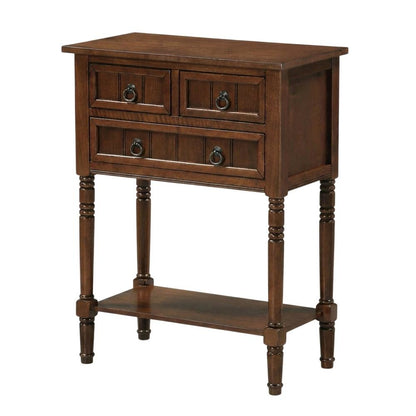 Entryway Hall Table, Espresso, 3 Drawers, 2 Shelves