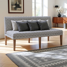 Brown Upholstered Dining Settee with Back Support