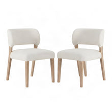 Polyester-Upholstered Accent Side Chair with Curved Back, Set of 2, White Oak