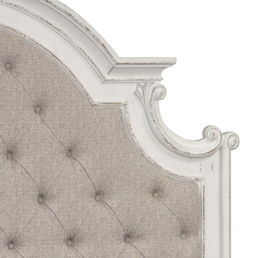 Magnolia Manor California King Upholstered Bed - Antique White & Weathered Bark