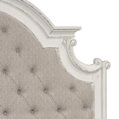 Magnolia Manor California King Upholstered Bed - Antique White & Weathered Bark