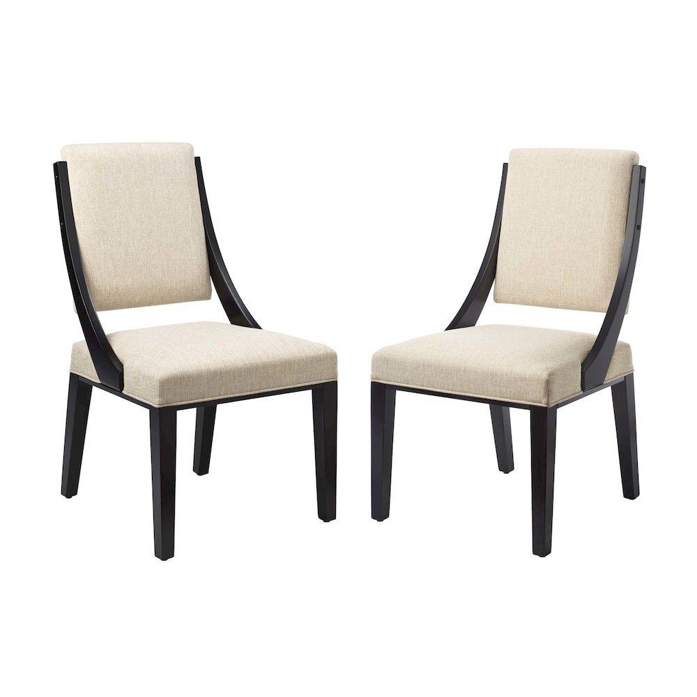 Fabric-Upholstered Dining Chairs for Kitchen and Dining Room, Beige, Set of 2