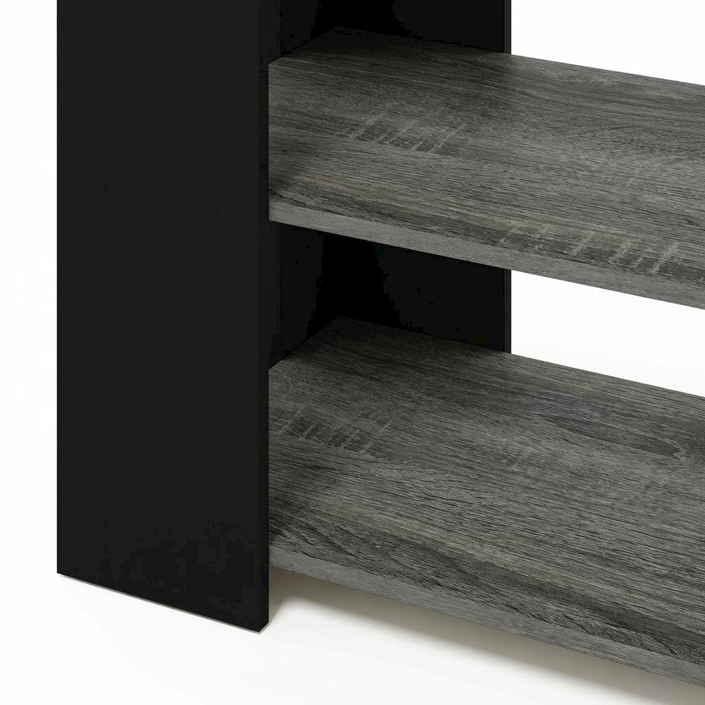 Wooden TV stand, up to 50-inch screens, modern French oak grey, black finish