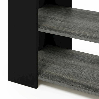 Wooden TV stand, up to 50-inch screens, modern French oak grey, black finish
