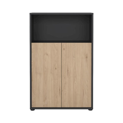 Gray Bookcase with 3 Shelves and 2 Doors for Home or Office Storage