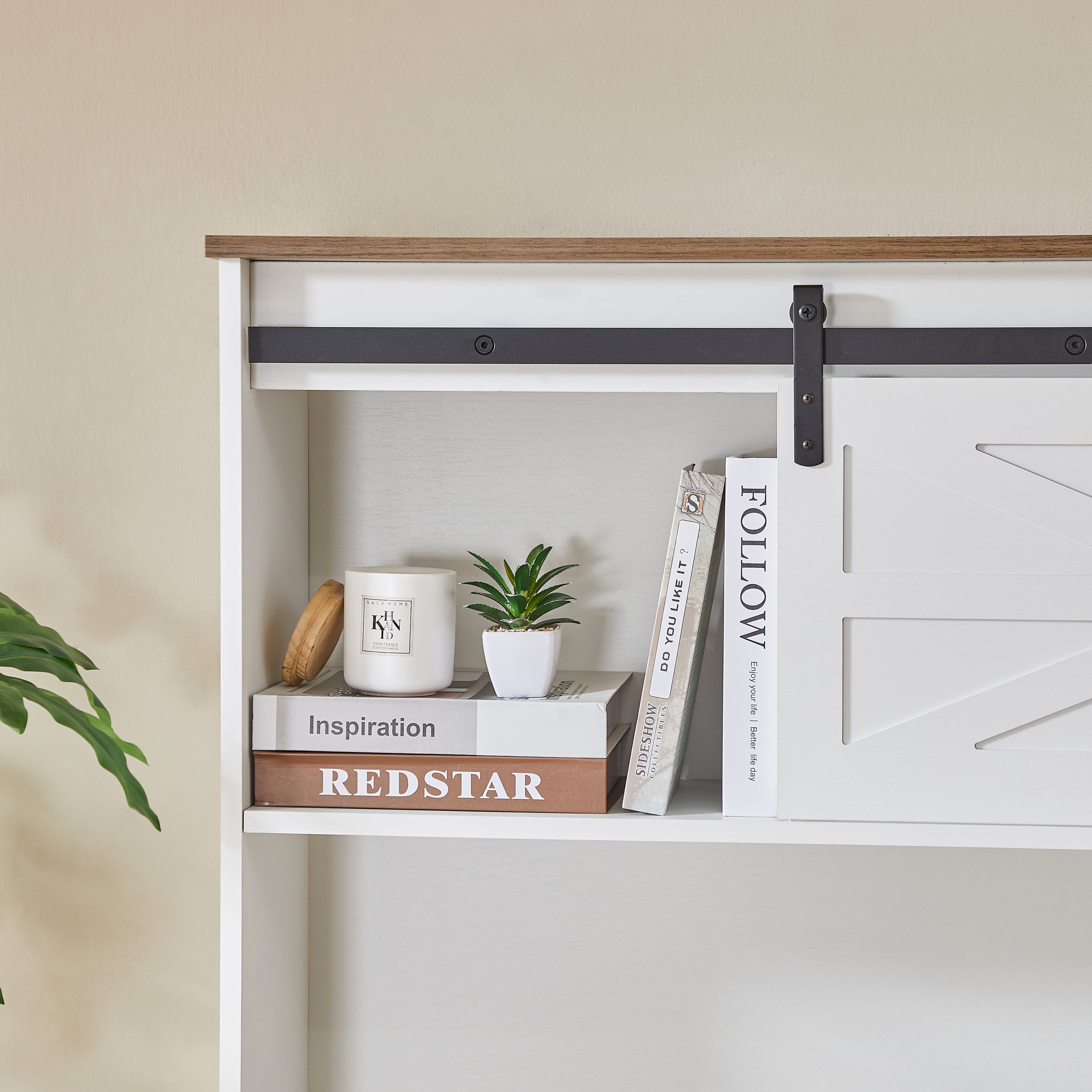 52" Farmhouse Executive Desk with Drawers, Wood Home Office Desk w/Charging Station, File Drawer, Storage Cabinet, Rustic Computer Writing Desk (Antique White)