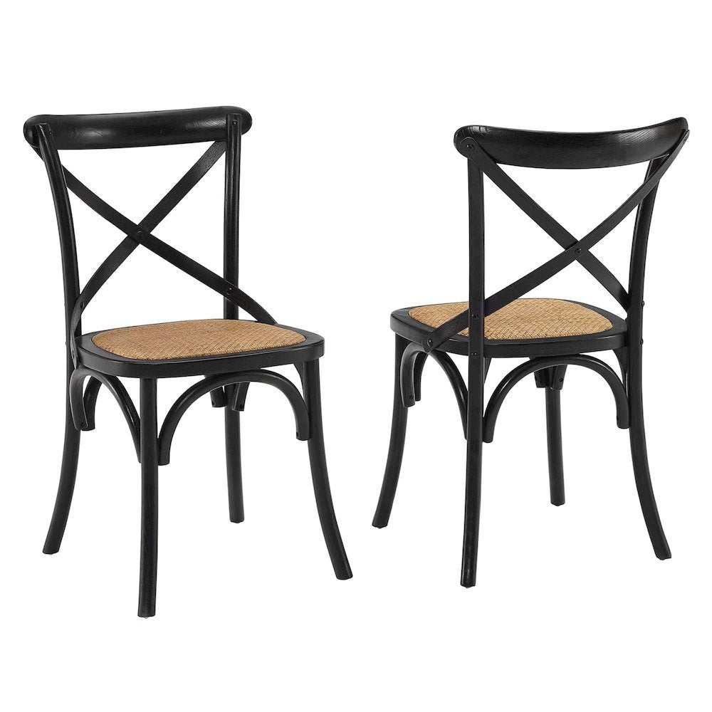Wooden Dining Side Chairs for Kitchen and Dining Room, Black, Set of 2