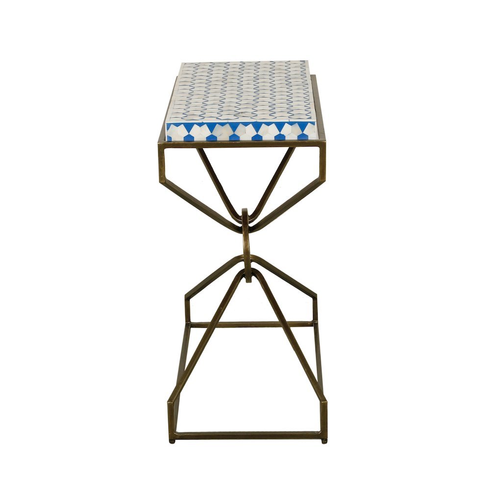 Alexandria 24" Side Table with Bone Inlay and Brass