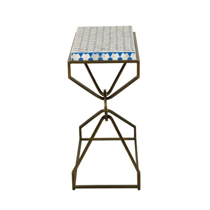 Alexandria 24" Side Table with Bone Inlay and Brass