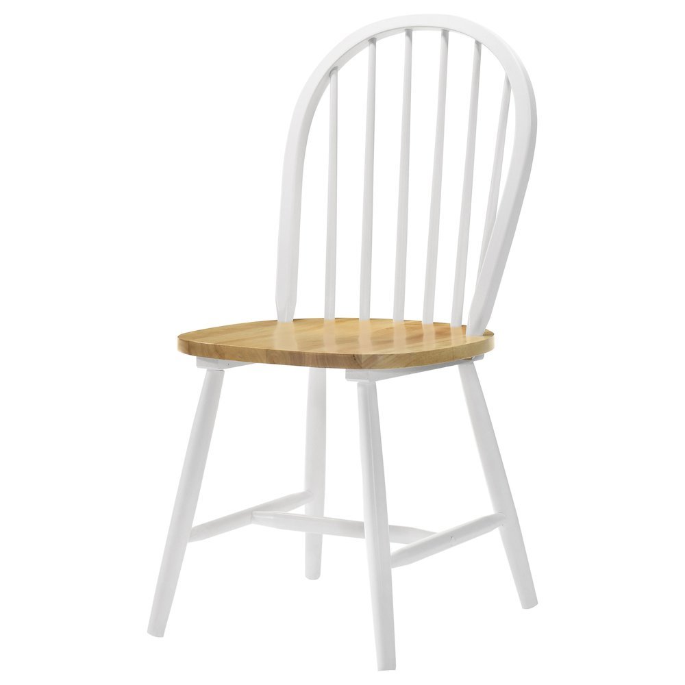 Set of 4 Wooden Dining Chairs with Natural Brown and White Finish