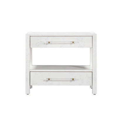 White Burl Wood Nightstand with 22-Inch Height and Modern Design