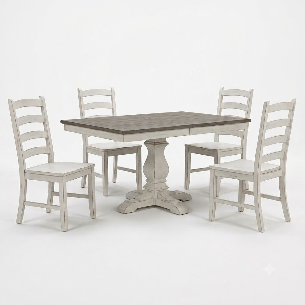 5 Piece Drop Leaf Table Dining Room Set with 4 Ladder Back Side Chairs