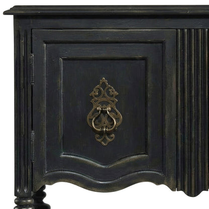 Birch Veneer Storage Chest with Distressed-Finish Detail for Entryway, Black