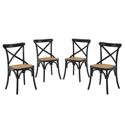 Wooden Dining Side Chairs for Dining Room, Black, Set of 4