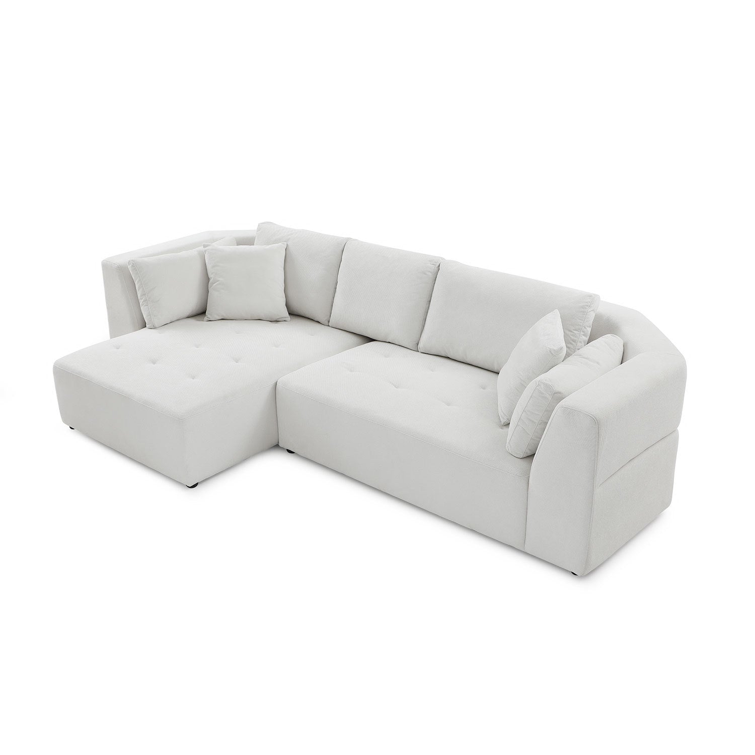 L-shape Sectional Sofa, Beige (Left-Facing Chaise)