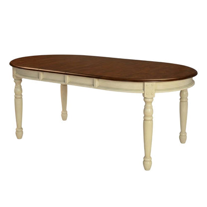 Merlot-Buttermilk Oval Dining Table with 12" Leaves in Rubberwood Finish