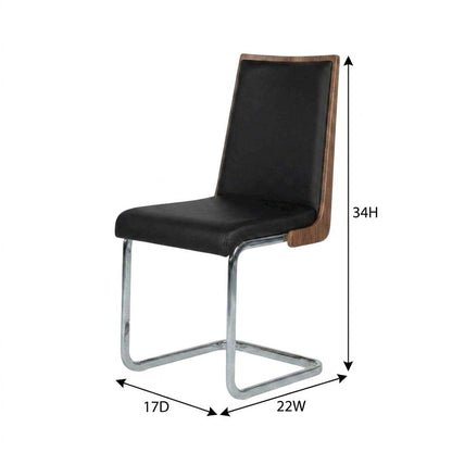 Modern Black and Walnut Dining Chairs with Cushioned Seating (Set of 2)