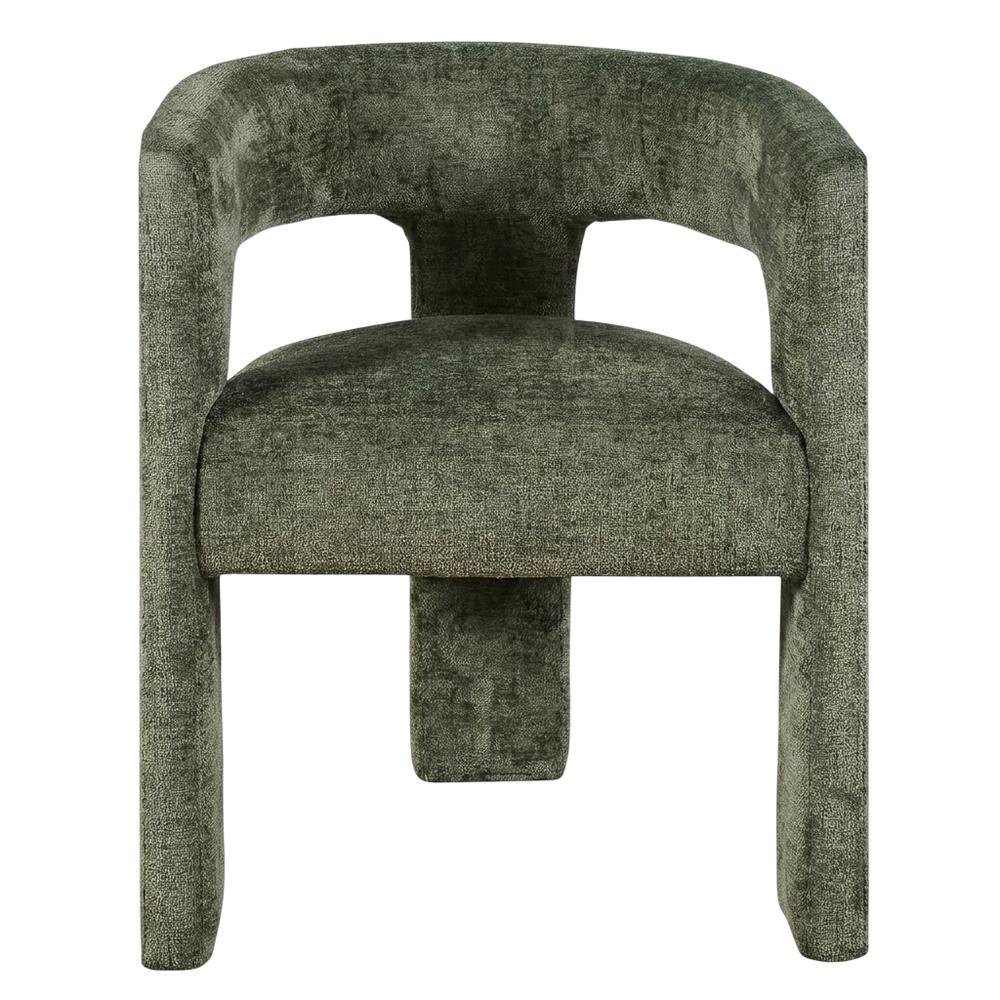 Jacquard Modern Accent Armchair, Sculptural Frame, Forest, Set of 4