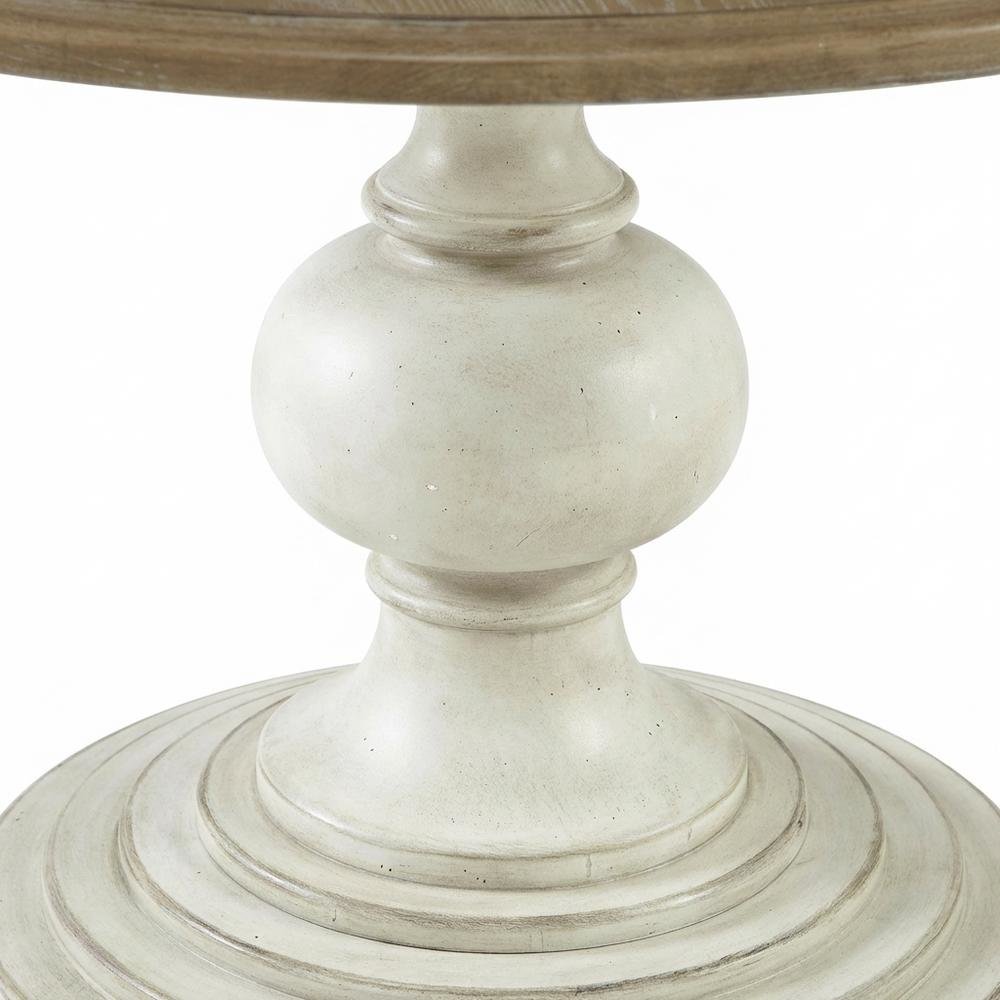 Brown Round Pedestal Dining Table with Wood Veneer and MDF Top