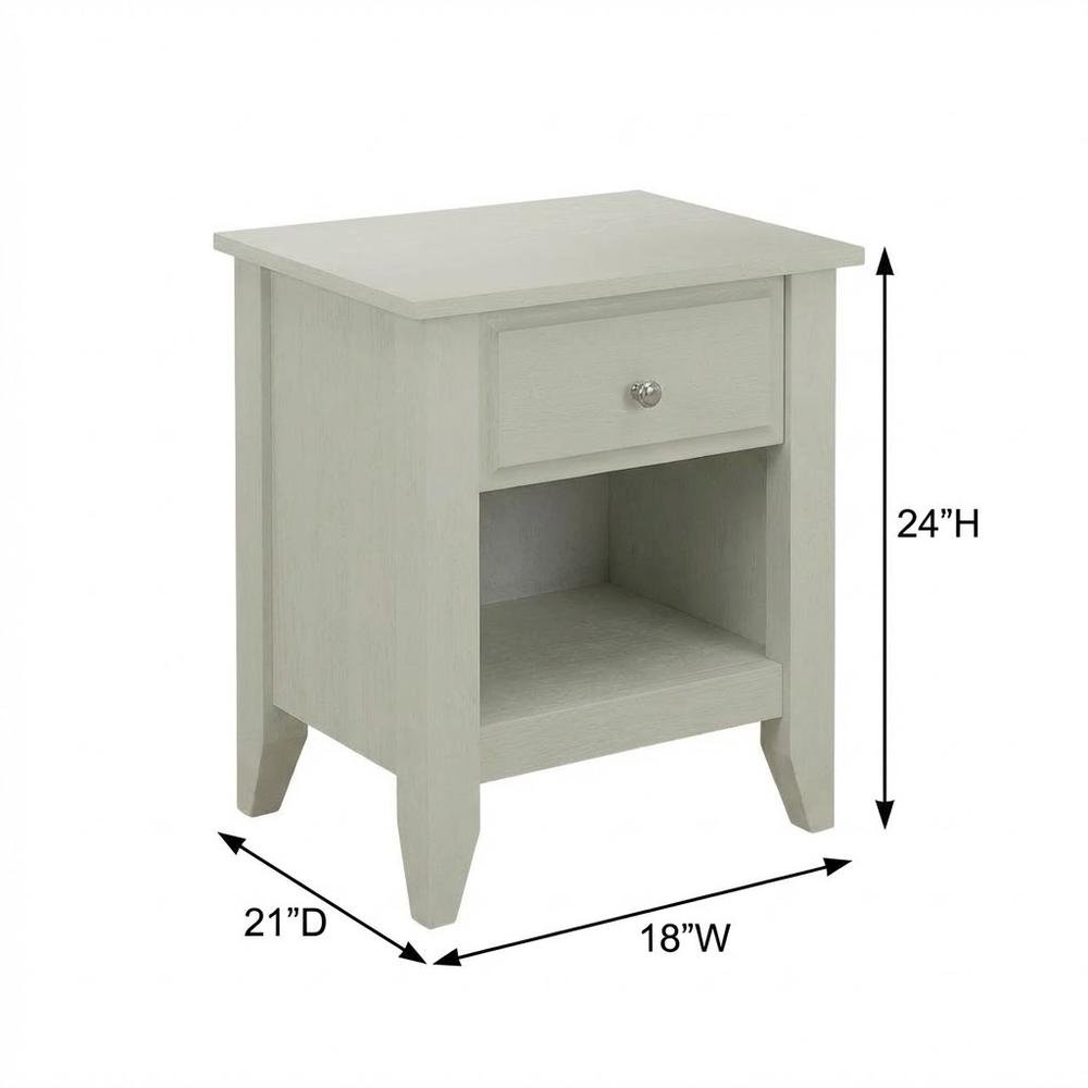 Small Night Stand with Modern Drawer and Sturdy Build in Butter Cream Finish