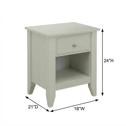 Small Night Stand with Modern Drawer and Sturdy Build in Butter Cream Finish