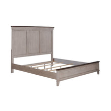 Ivy Hollow King Panel Bed in Weathered Linen Finish w/ Dusty Taupe Tops