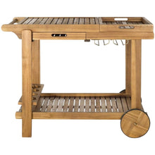 Galvanized Steel & Acacia Wood Bar Cart with 200-Lb Capacity