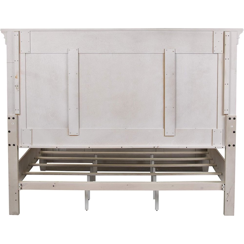 Heartland Queen Panel Headboard in Antique White w/ Tobacco Top