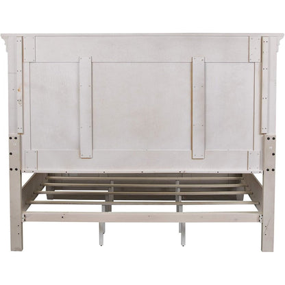 Heartland Queen Panel Headboard in Antique White w/ Tobacco Top